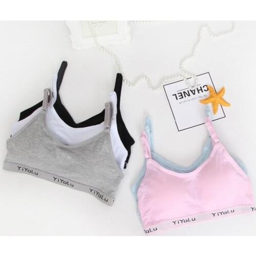 Girl tube top breathable cotton student bra brialette Removable stereotypes anti-vibration cute casual letters young sexy bra bh