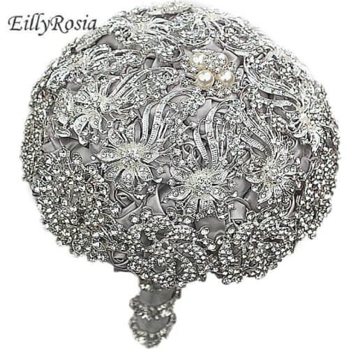 Gorgeous Wedding Flowers Bridal Bouquets Artificial Wedding Bouquet Silk Ribbon Crystal Sparkle With Jewelry 2020 buque de noiva