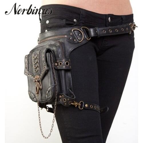 Norbinus Vintage Waist Leg Bags Motorcycle Rider Hip Belt Thigh Packs Punk Rock Holster Bags Messenger Shoulder Crossbody Bag