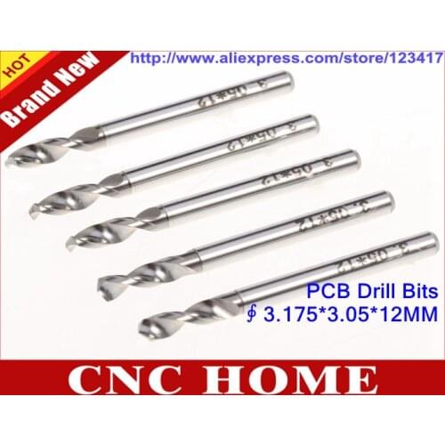 Top Quality 10 Pcs 3.175*3.05MM Import PCB Drill Bits Set, CNC Router Bit, CNC Machine Drill Tools, Tungsten Steel Carbide Drill