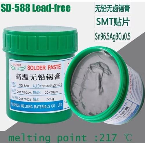 High Temperature SD-588 Lead-Free Solder Paste Zero Halogen SMT Solder Paste Tin Silver Copper Solder Paste Sn96.5Ag3Cu0.5