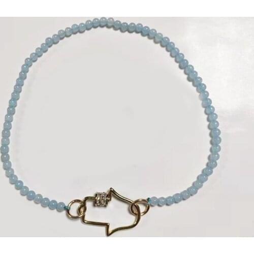 2020 Women Classic Style Beads Necklaces Geometric Spiral Button Pendant Jewelry Blue Beads Handmade Weaved Creative Choker