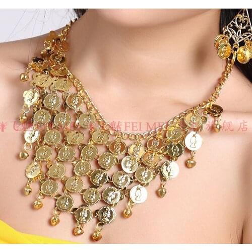 Belly dance gold/silver coins jewelry dance accessories Choker neck decorated India Belly dance necklace/neck chain