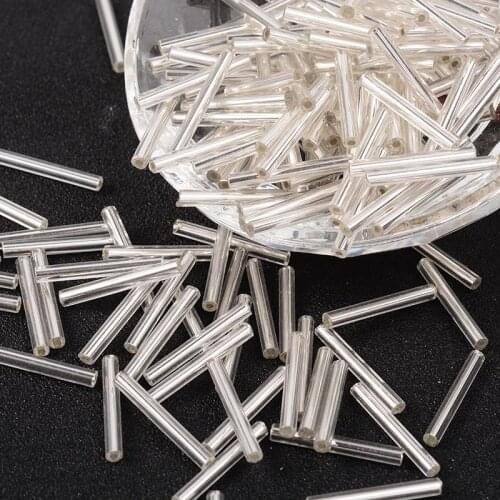 1 pound Glass Bugle Beads Seed Beads for Jewelry Making about 3mm wide 21mm long hole: 0.5mm about 1900pcs/one pound