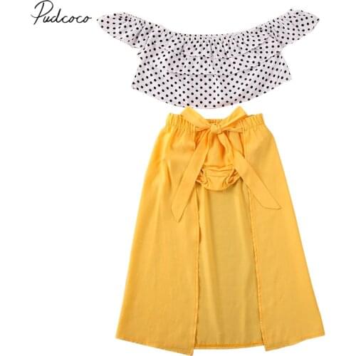 2020 Baby Summer Clothing Toddler Kids Baby Girls Clothes Off Shoulder Dots Tops Tutu Shorts Dress Outfits Set