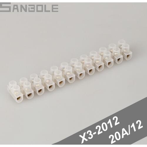 20A Electric 12P Connection Terminal Block Dual Row Electrician Accessories Can Cut Use Connection Bar X3-2012 (10PCS)