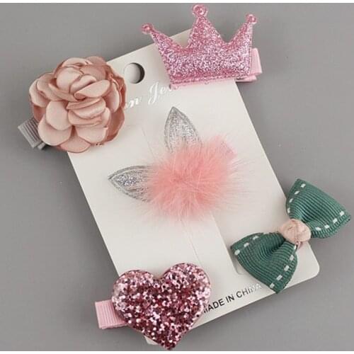 5Pcs/set Baby Girls Flowers Hair Clips Cartoon Hairpins Toddlers Kids Children Animal Bow Barrettes Hair Accessories Headwear