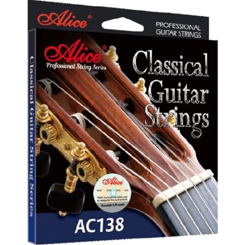 Alice AC138H Classical Guitar Strings E-1,B-2, G-3 crystal nylon. D-4, A-5, E-6 silver-plated 85/15 bronze wound string