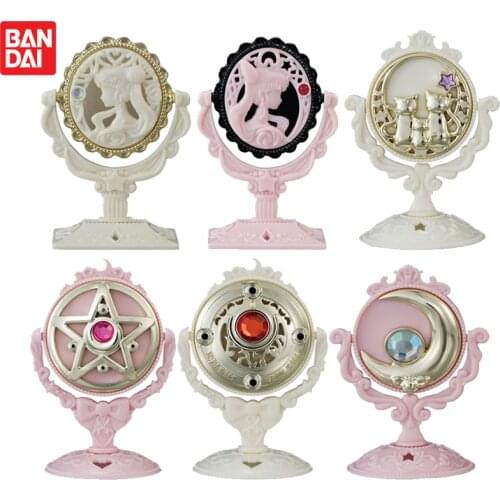 Bandai Genuine Gashapon Sailor Moon Q Version Mini Vanity Mirror Anime Action Figure Model Gacha Toys Desktop Ornaments