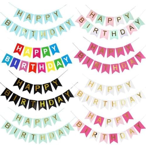 Paper Bunting Garland Banners Flags Happy Birthday Banner Boys Girls Decoration Wedding Party Supplies Decor