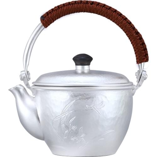 Teapot, kettle, hot water teapot, iron teapot, stainless steel kettle, tea bowl, 300ml capacity, handmade S999 sterling silver t