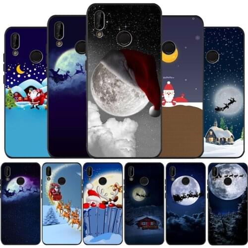 Christmas Black Silicone Soft Phone Case For Huawei 40 30 20 10 9 Lite Pro P smart 2019 Y6 Y6 Prime2019 Y9 2018