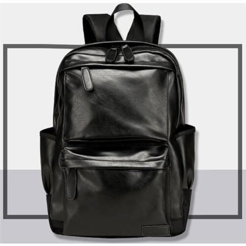 Unisex Business Backpackl Backpacks Travel Bag Black Pu Leather Mens Fashion Shoulder Bags Teenage Backpack Men Casual Bag