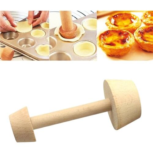 Wooden Egg Tart Tamper Portable Double Side Pastry Egg Tart Pusher Eggtart Mold Baking Cake Kitchen Tools 2