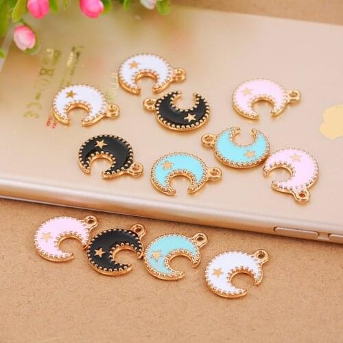 20pcs/Lot Star Moon Diy Design for Jewelry Making Earring Bracelet or Necklace Handmade Enamel Charms