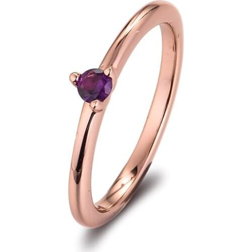 Purple Solitaire Rose Rings 100% 925 Sterling-Silver-Jewelry Free Shipping