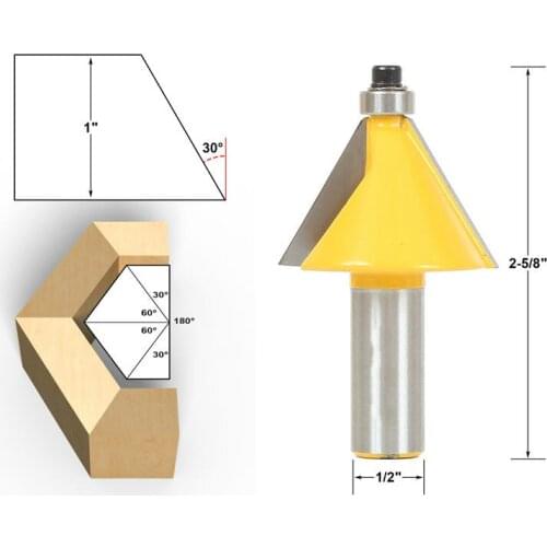 Freeshipping 30 degrees Chamfer and Bevel Edging Router Bit 1/2 Shank Wood Cutter Router high quality Woodworking milling cutter