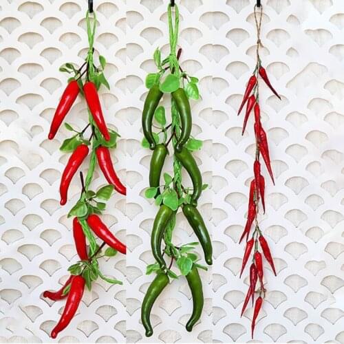 Artificial Vegetable Pepper String Lifelike Vegetables Decorative for Restaurant Hotel Home Garden Hanging Decoration Display