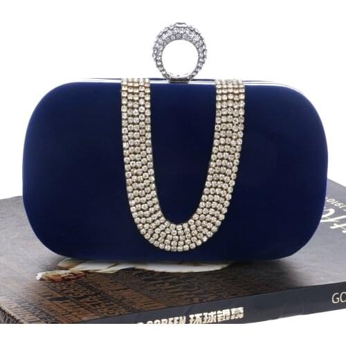 Diamonds Velet Evening Clutch Bags Women Luxury Vintage Small Solid Squre Handbag Ladies Bridal Black Clutch Purse Wedding Party