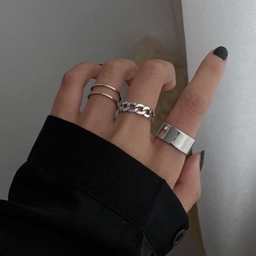 3PCS/SET Gold Knuckle Rings Set for Women Teen Girls Chain Stacking Open Ring Vintage BOHO Midi Rings SIze Mixed