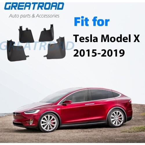 Set Molded Mud Flaps For Tesla Model X 2015-2019 Mudflaps Splash Guards Mud Flap Mudguards Fender Front Rear W/Clips Screws