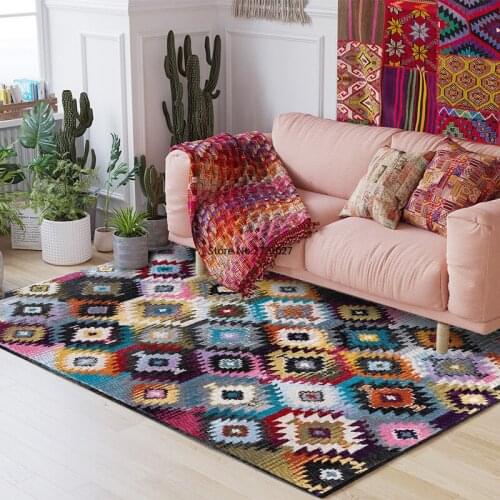 Bohemian Style Carpet Living Room Retro Vintage Bedroom Study Area Carpet Non-slip Floor Mats Home Decor