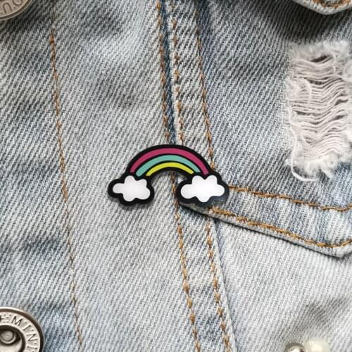 Kpop Brooch Cute Rainbow Jewelry Badges Cartoon Wish Pin For Backpacks Hat Shirt Jeans Scarf Buckle Christmas Gift