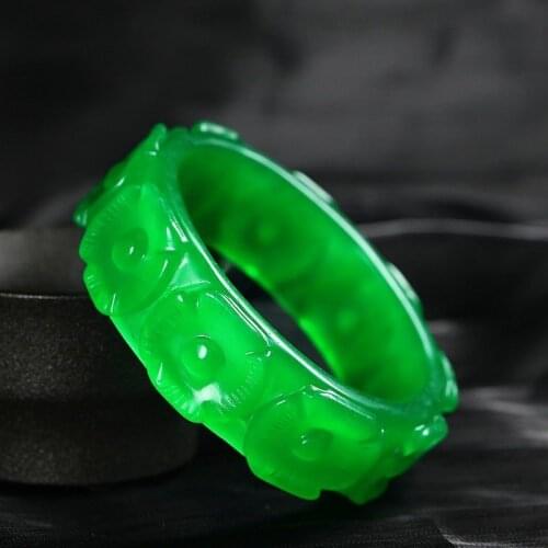 100% Real Myanmar Jade emerald green jade bangles Hand carved flowers round jade bangle jadeite bracelets jade jewelry
