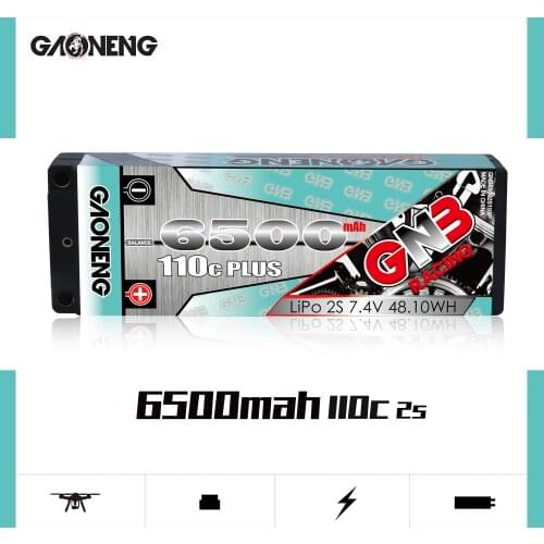 Gaoneng GNB 2S 6500mAh 7.4V 110C Hardcase LiPo Battery pack with 5.0mm Plug T XT60 EC5 XT90 Plug for 1:10 1/10 RC Car RC Boat