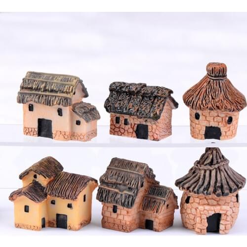 2PCS Country Cottage Miniature Figurine DIY House Accessories Doll Building Home Decoration Simulation Plastic Play House Toys