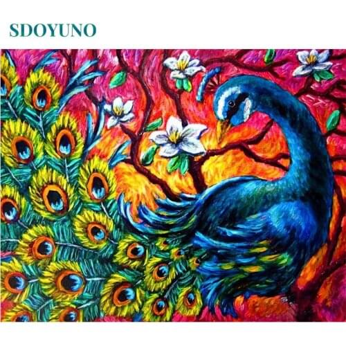 SDOYUNO Paint By Numbers Animals 60x75cm Oil Painting By Numbers On Canvas Birdd Frameless DIY Handpaint Home Decor