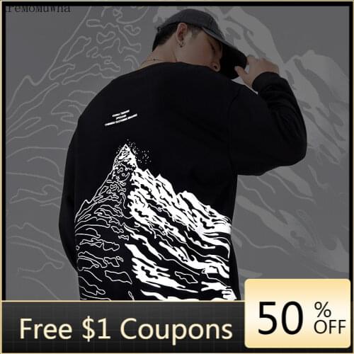 2020 Autumn New Reflective Printed Sweatshirts Men and Women with The Same Style All-match Oversize Couple Mens Sweatshirts