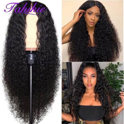 Tahikie Curly Human Hair Wig 13x4 Lace Frontal Wig Lace Front Human Hair Wigs Brazilian Pre Plucked Wig Remy Curly Frontal Wig