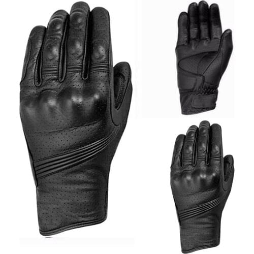Motorcycle Protective Glove Waterproof Winter Warm Perforated Motorcycle Gloves Moto Windproof Gloves Retro Perforated 1pair
