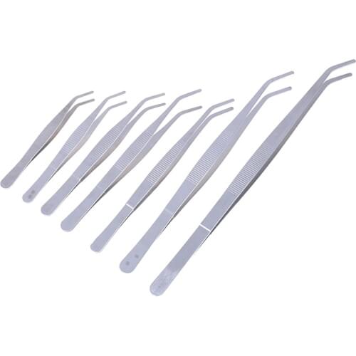 1PC Hot Sale Stainless Steel Elbow Tweezers Aquarium Clear Clip Tool Medical Repair Tools 12.5cm/14cm/16cm/18cm/20cm/25cm/30cm