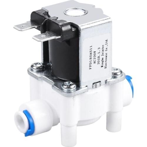 Plastic Solenoid Valve 12V 24V 220V 1/4" Hose Pipe Quick Connection Water Purifier Drinking Fountain Pressure Controller Switch