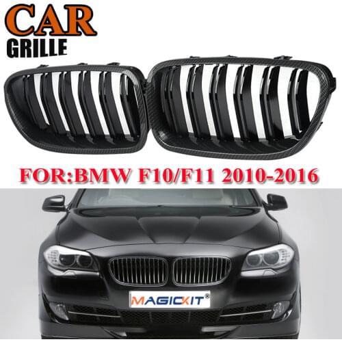 MagicKit 2X GRILLE FOR BMW F10 F11 F18 SPORT KIDNEY DOUBLE SLAT M5 LOOK CARBON FIBER LOOK