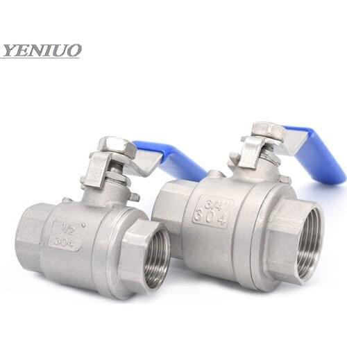 BSPT 1/4" 3/8" 1/2" 3/4" 1" 1-1/4" 1-1/2" Female Stainless Steel SS304 2P Full Port Ball Valve with Vinyl Handle Thread Valves