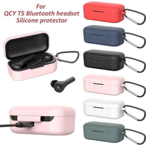 Silicone Earphone Case For QCY T5 true Wireless Bluetooth Earphone Shockproof Protective Bags for QCY T5 Cover Case Charging Box