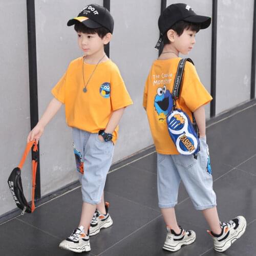 2021 Summer Toddler Kids Sports Suit Cartoon Pattern T Shirt+Trouers 2pcs Tracksuit Teenage Girls Casual Clothing 6 8 10 12 Year