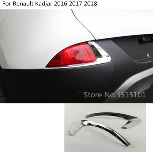 Car styling Rear back fog light lamp frame stick ABS Chrome cover trim hood panel frame 2pcs For Renault Kadjar 2016 2017 2018