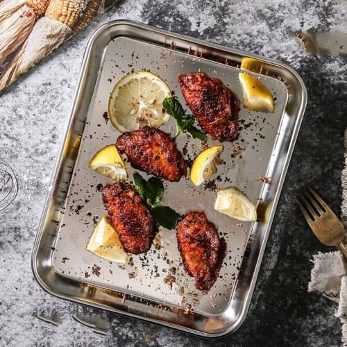 Heavy Duty Stainless Steel Baking Pans Toaster Oven Pan Barbeque Grill Sheet Pan Hotel Sushi Cookie Sheet HFing