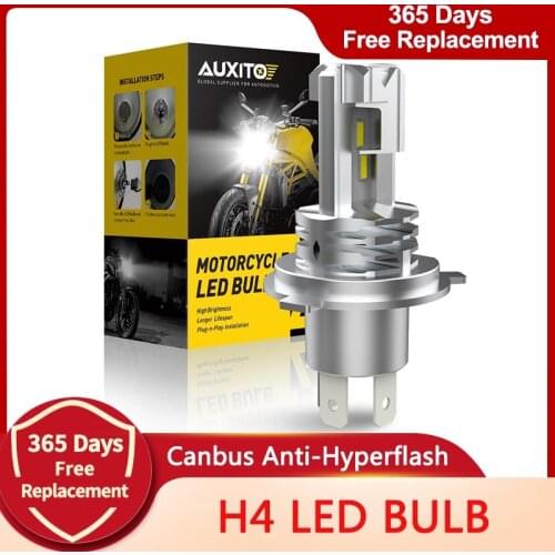 AUXITO 1x H4 LED Motorbike CSP Car Motorcycle Headlight Bulb 1500LM 6000K White LED Moto Headlamp Hi/Lo Beam Lamp Led Light