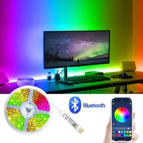 LED Strip Lights Bluetooth RGB Led light 5050 RGB Flexible 1M-5M No Waterproof Tape Diode DC APP Control Back Light Lamp Night
