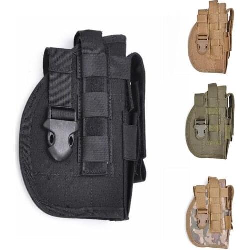 Tactical Univeral Gun Holster Military Airsoft Pistol Nylon Holster Outdoor Hunting Shooting Holster Pouch with Magazine Pocket