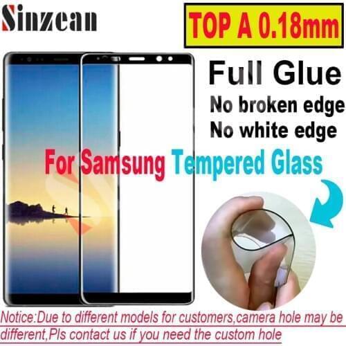 100pcs For Samsung S20 Ultra/Note 10 Plus/S10/S9/S8 Plus/Note 8/Note 9 Ultra Thin 0.18mm 3D Curved Edge Full Glue Tempered Glass