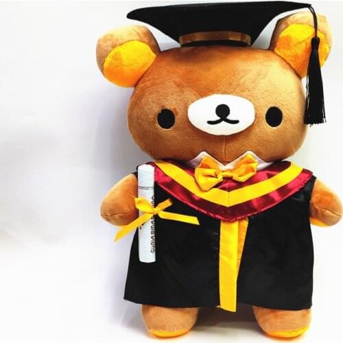 Japan Cartoon Rilakkuma Bear Plush Toy Dr. Cap Gown Stuffed Doll 35cm Kids Toys Gift New Hot