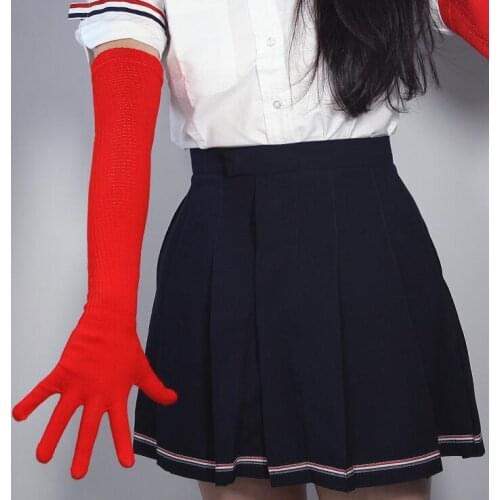 Womens autumn winter wool knitted elastic gloves ladys candy color performance dancing long warm driving glove 55cm R2294