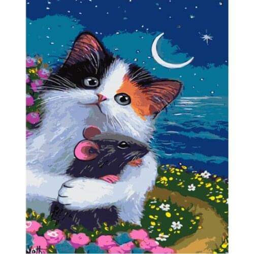 Animals diamond painting cat mouse rhinestone embroidery picture mosaic sticker decor diamond dot tapestry posters wall paper