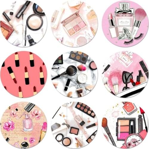 Lipstick Beauty Girl Makeup Icons Pins Badge Decoration Brooches Metal Badges For Clothes Backpack Decoration 58mm